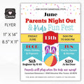 june parents night out fundraiser invitation flyer